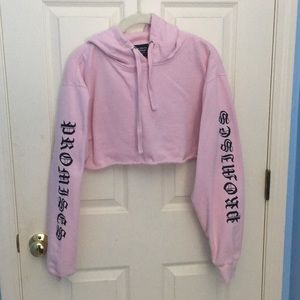 Pink Cropped Hoodie